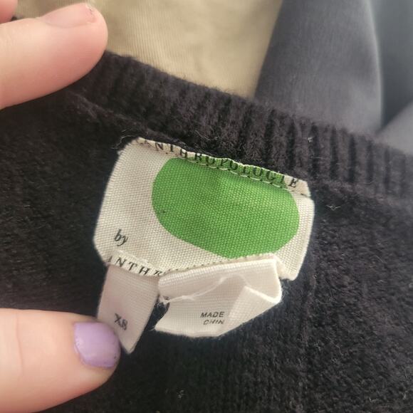 XS by Anthropologie black v-neck sweater - Picture 3 of 3